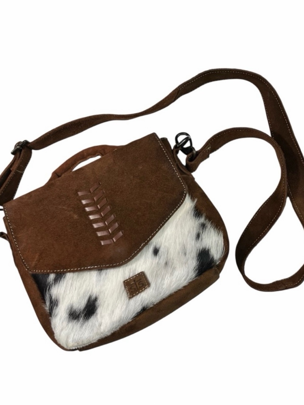 STS Ranchwear Cowhide Suede Leather Flap Close Crossbody Purse Western Rodeo